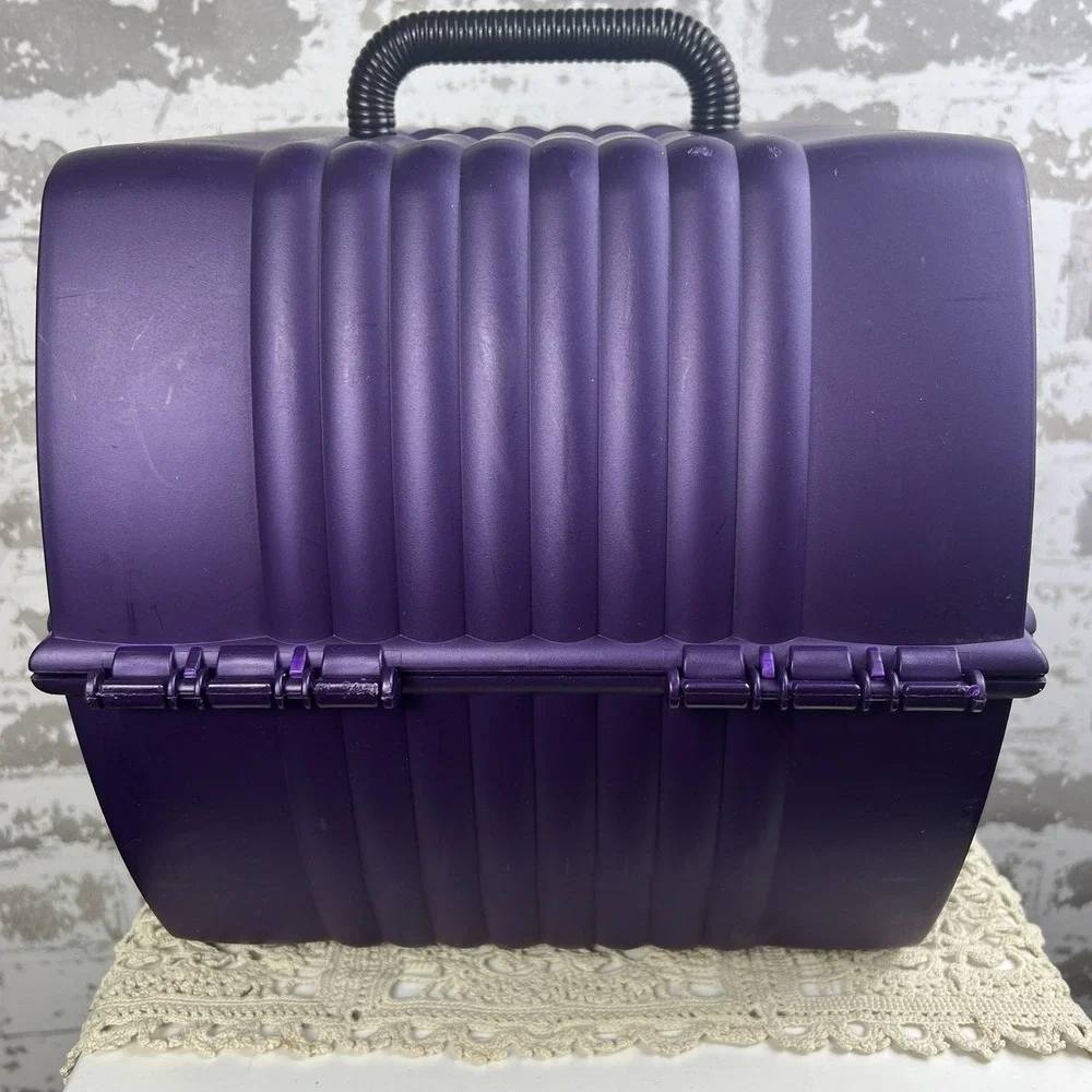 Vtg 90s Sassaby XL Travel Makeup Case Purple Black Model 103 Deluxe Plus 3 Tier